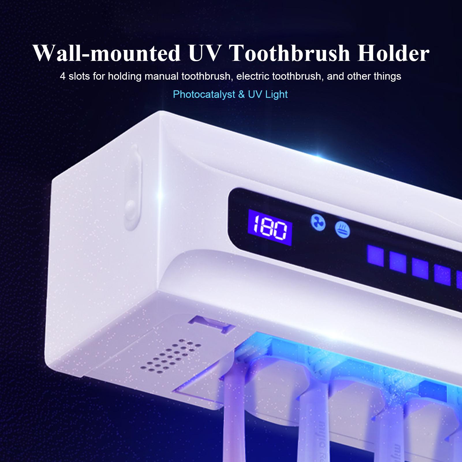 Giá đỡ bàn chải đánh răng có tính năng làm sạch bằng tia UV,, tiêu diệt đến 99,9% vi khuẩn có hại