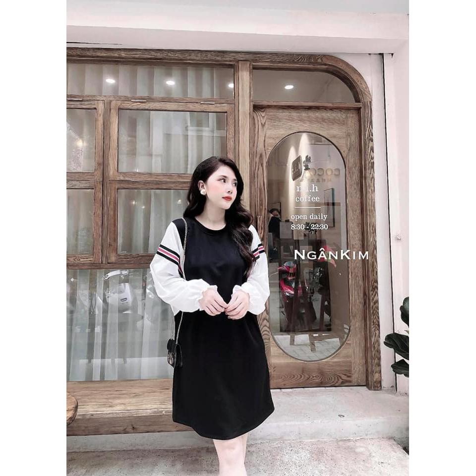 Váy suông nữ pha tay phối màu đẹp