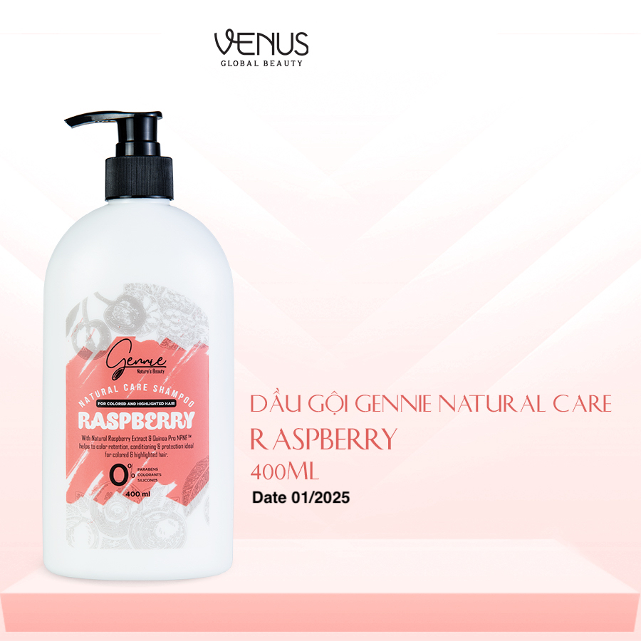 Dầu gội Gennie Natural Care chiết xuất Raspberry dành cho tóc nhuộm và tóc highlight 400ml