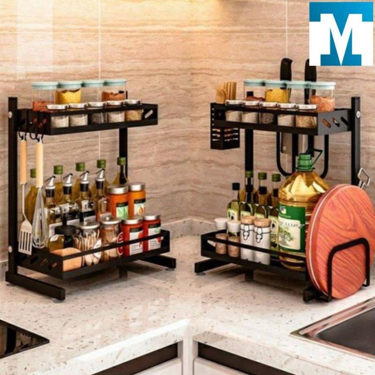 Kệ để đồ nhà bếp,kệ gia vị lắp ráp thông minh 2 tầng