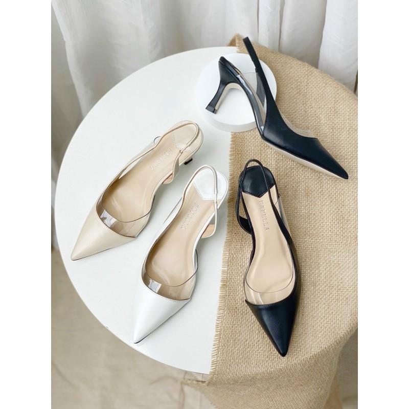 GIÀY BÍT MŨI NHỌN DÁNG SLINGBACK PHỐI MICA GÓT NHỌN 6 PHÂN