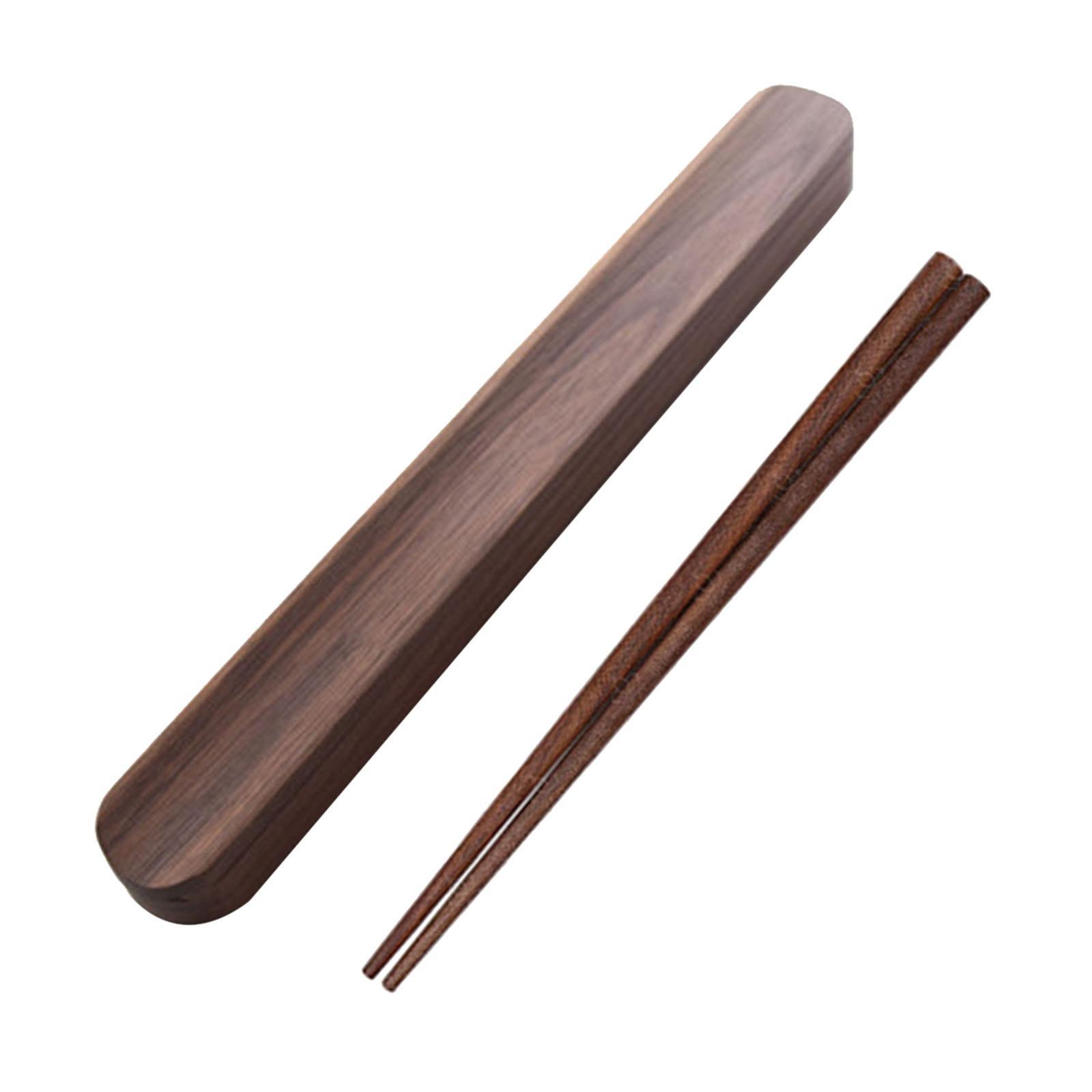 Portable Outdoor Travel Tableware Walnut Solid Wood Chopsticks with Box Case