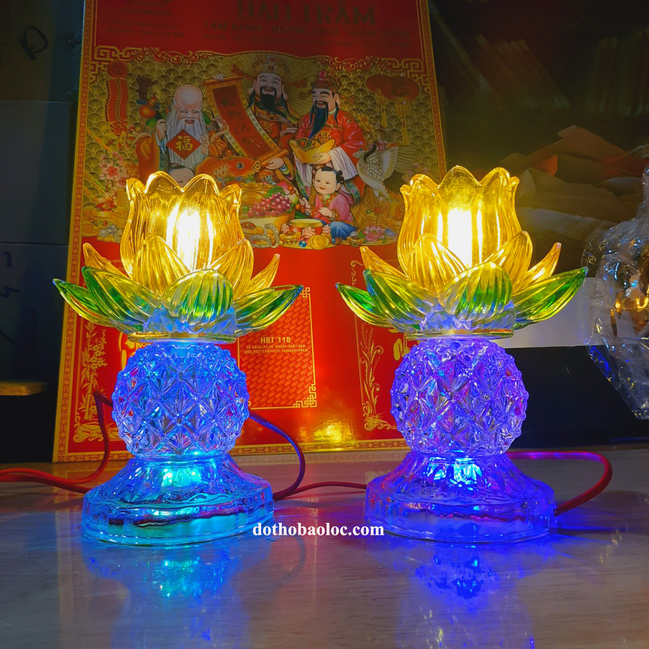 Cặp đèn Pha Lê Hoa Sen 20cm