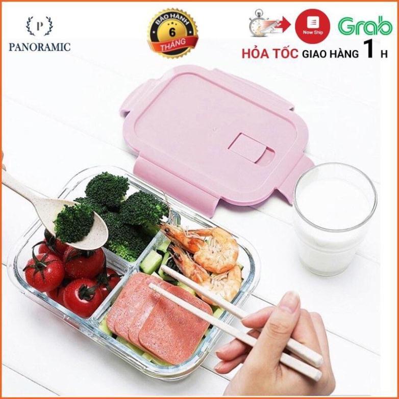Hộp cơm thủy tinh chia ngăn, hộp cơm văn phòng đựng thức ăn cao cấp