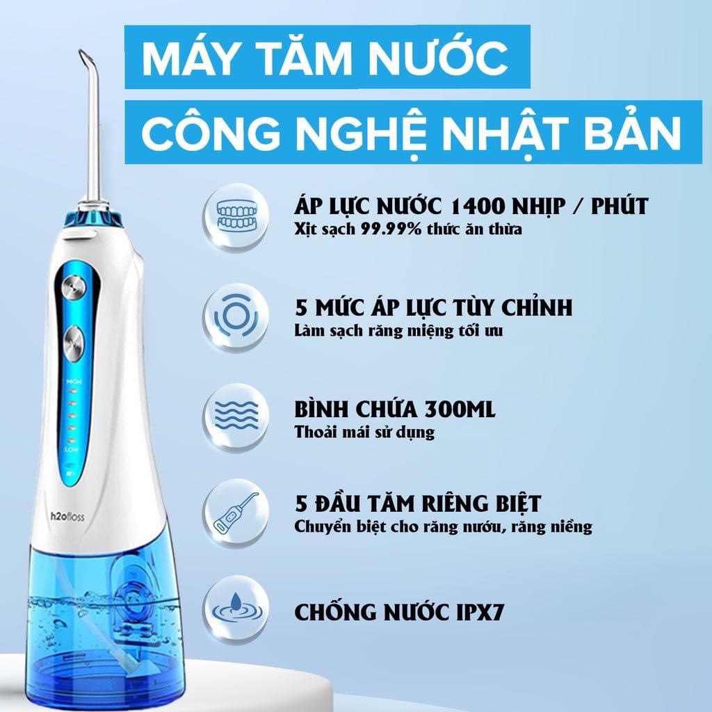 Máy Tăm Nước Cầm Tay H2OFloss HF-9P Làm Sạch Răng - Hàng Chính Hãng