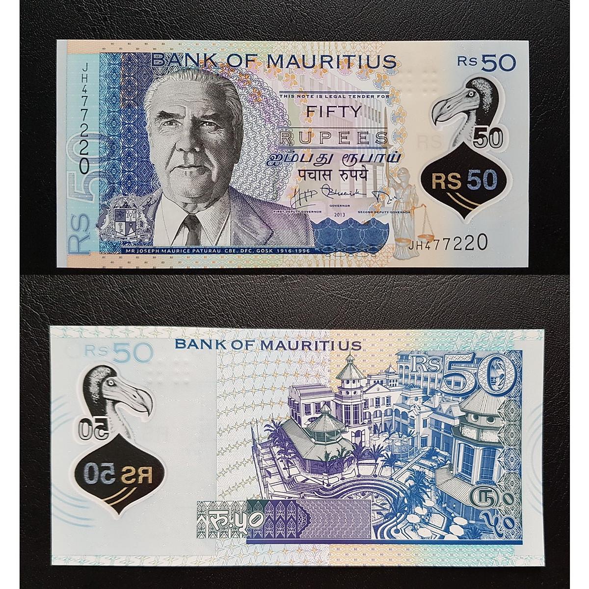 Tờ tiền 50 Rupees của Mauritius , tiền polyme , Mới 100% UNC - tiền châu Phi, sưu tầm