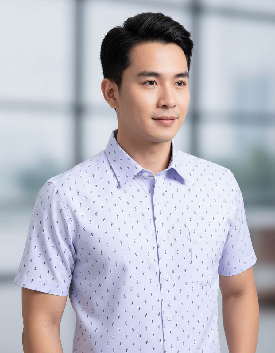 Áo sơ mi tay ngắn Khatoco (M-3XL)