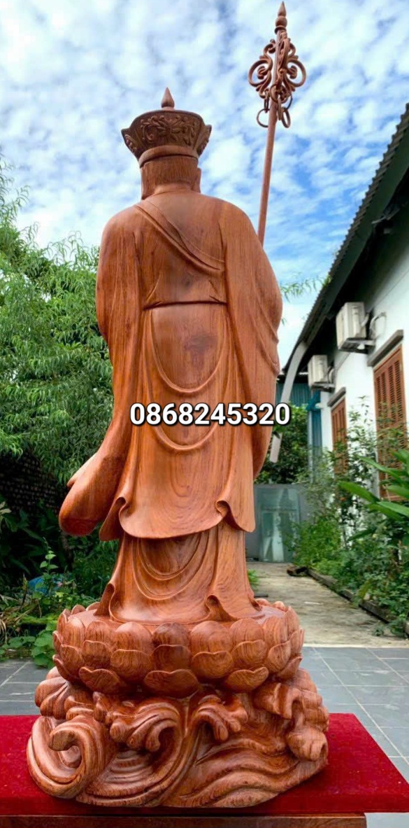 Tượng phật địa tạng vương bồ tát bằng gỗ hương đá kt cao 60×23×21cm