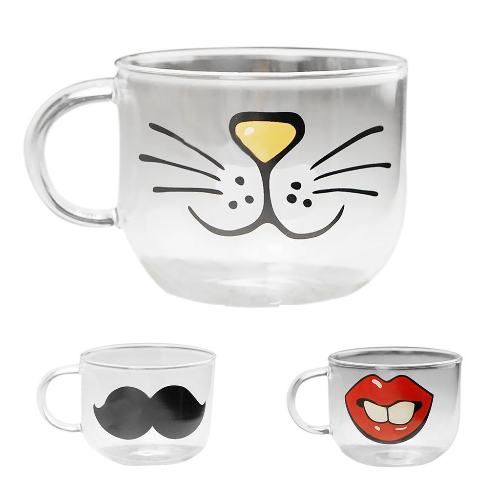 Cute Cat Kitten Face juice Water Milk Coffee Cup Glass Beverage Drink Mug