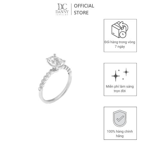 Nhẫn Nữ Danny Jewelry Bạc 925 Xi Rhodium Đính Đá Topaz Trắng Viền CZ N0100