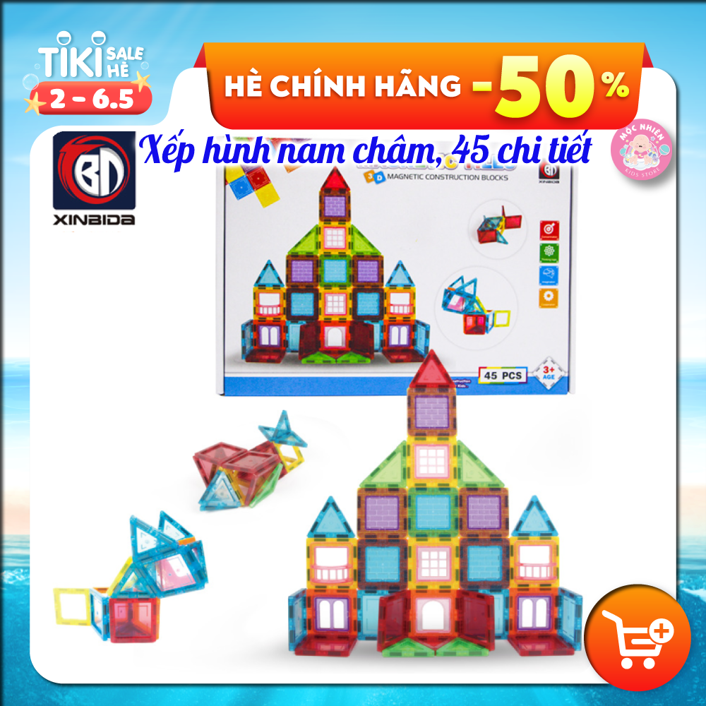 Đồ chơi xếp hình nam châm cầu vồng Magnetic Tiles chính hãng Xinbida an toàn cho bé từ 3 tuổi trở lên