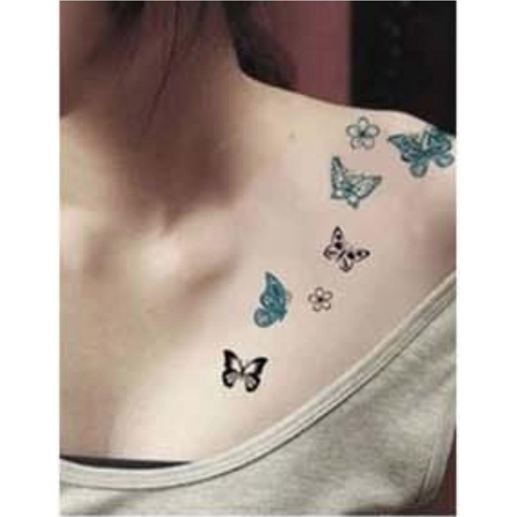 Hình xăm dán bướm xuân tattoo mini 10x6cm