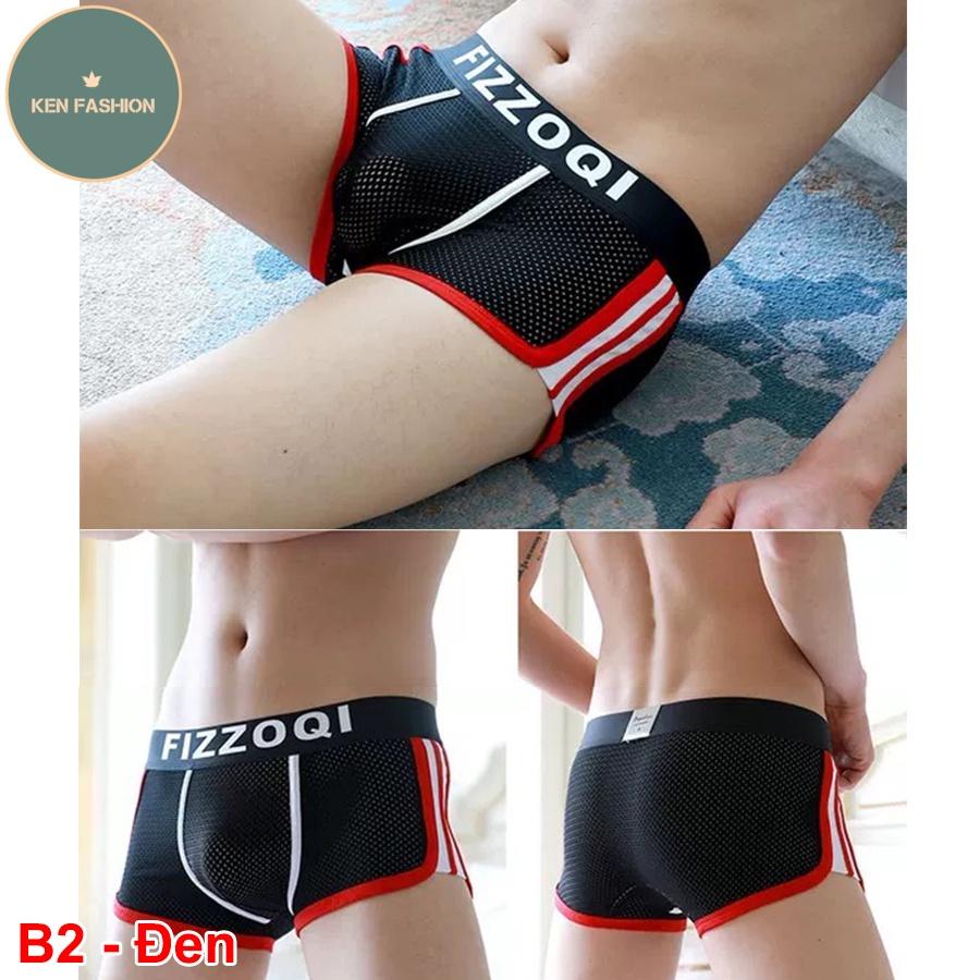 Quần lót nam cao cấp FIZZOQI QS4 quần sịp đùi chất liệu lụa dày dặn đục lỗ thoáng, đầy đủ size từ 38-105kg