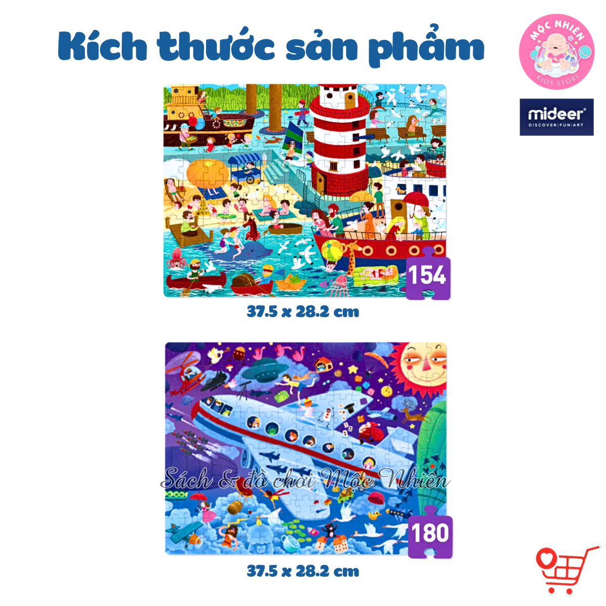 Đồ chơi xếp hình puzzle Mideer - Level 6 (02 tranh 154 và 176 mảnh ghép) - Dành cho bé từ 5 tuổi