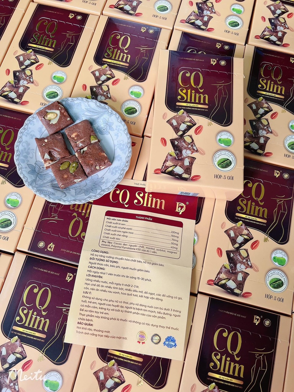 Bánh giảm cân CQ slim D7 - có tem chống hàng giả - Hộp quà tặng giảm cân