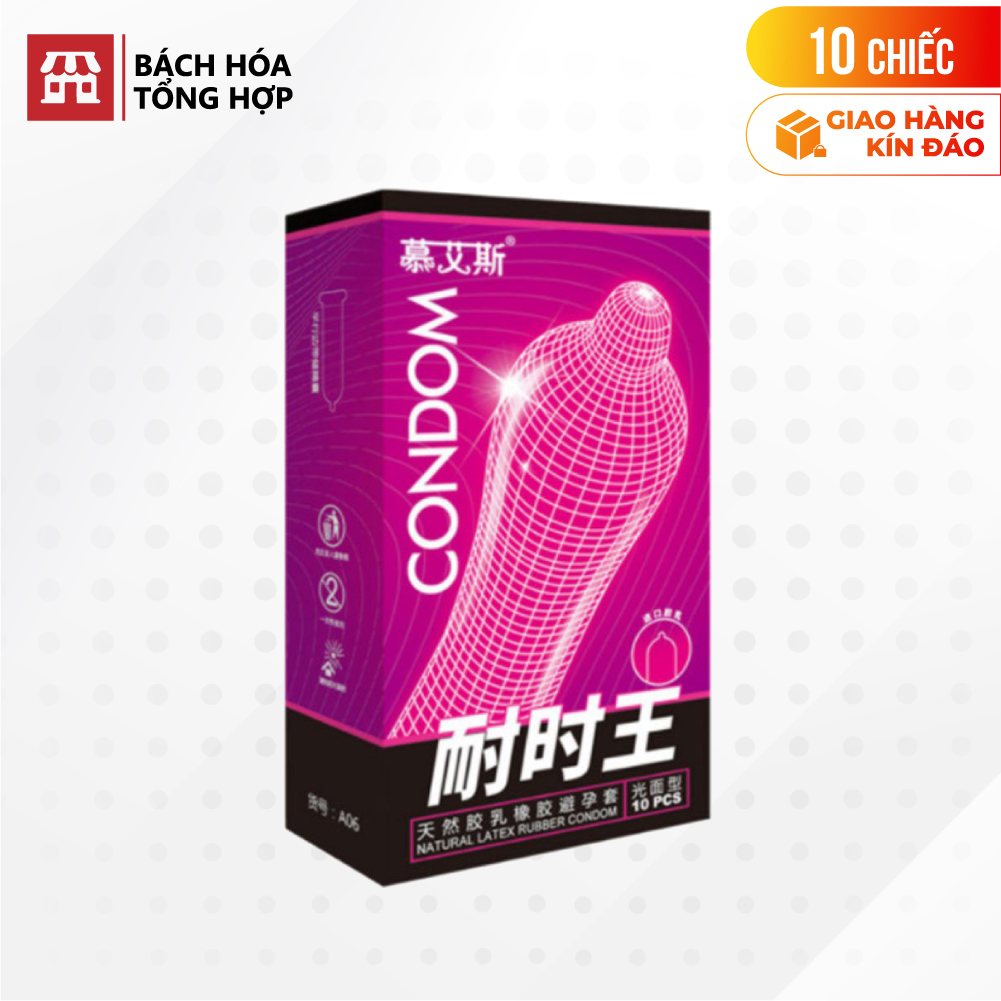 [Hộp 10 cái] Bao cao su Muaisi Hồng - Nhiều gel, siêu mỏng