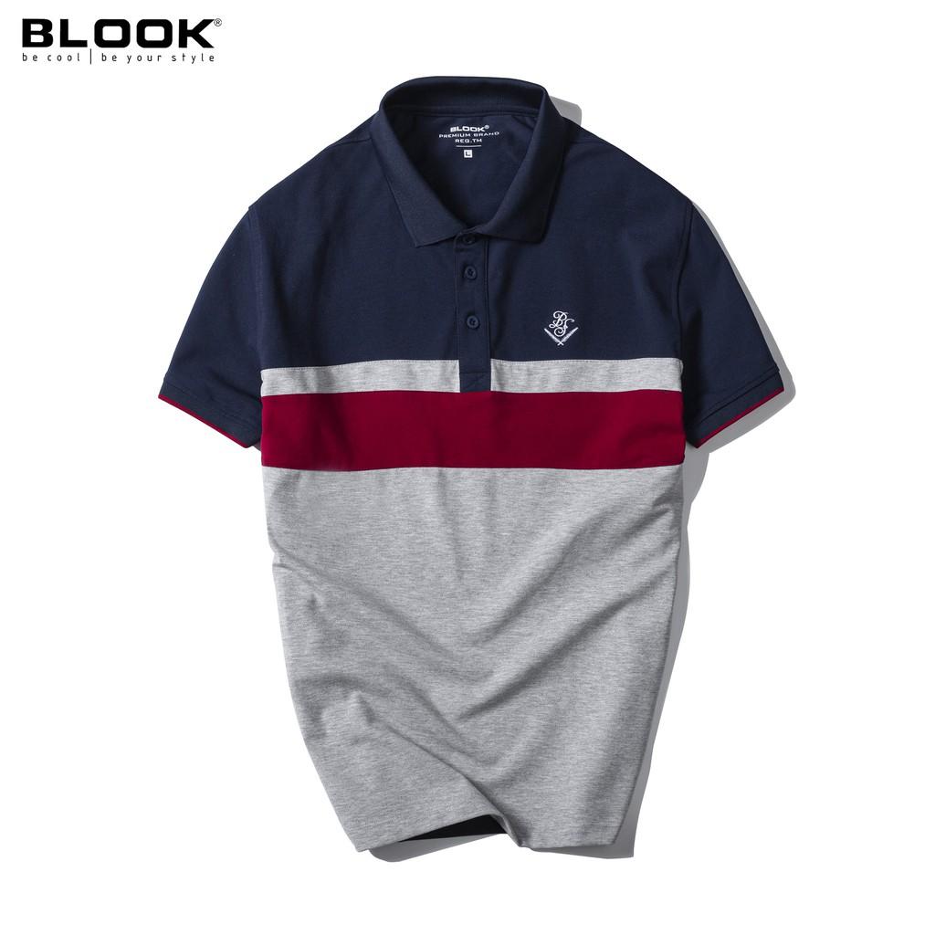 Áo polo nam slimfit BLOOK vải thun cá sấu cotton co giãn phối màu trẻ trung 33392 ( HÌNH THẬT )