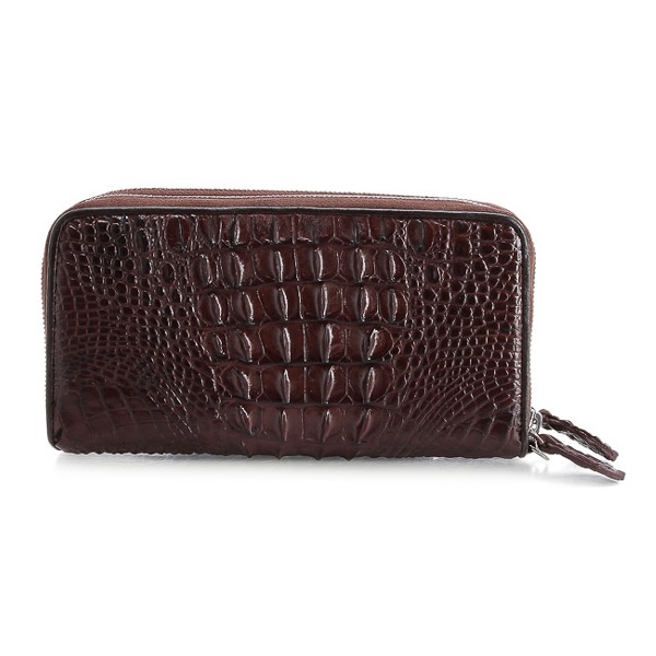 Bóp nữ da cá sấu Huy Hoàng 2 khóa gai màu vàng bò, đen, nâu đỏ, nâu đất HT3208-09-10-16