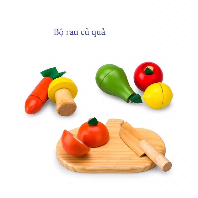 Đồ chơi cắt rau củ quả gỗ tự nhiên-Đồ chơi giáo dục kĩ năng cho Bé