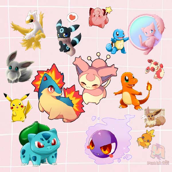 Miếng dán Stickers chủ đề Pokemon