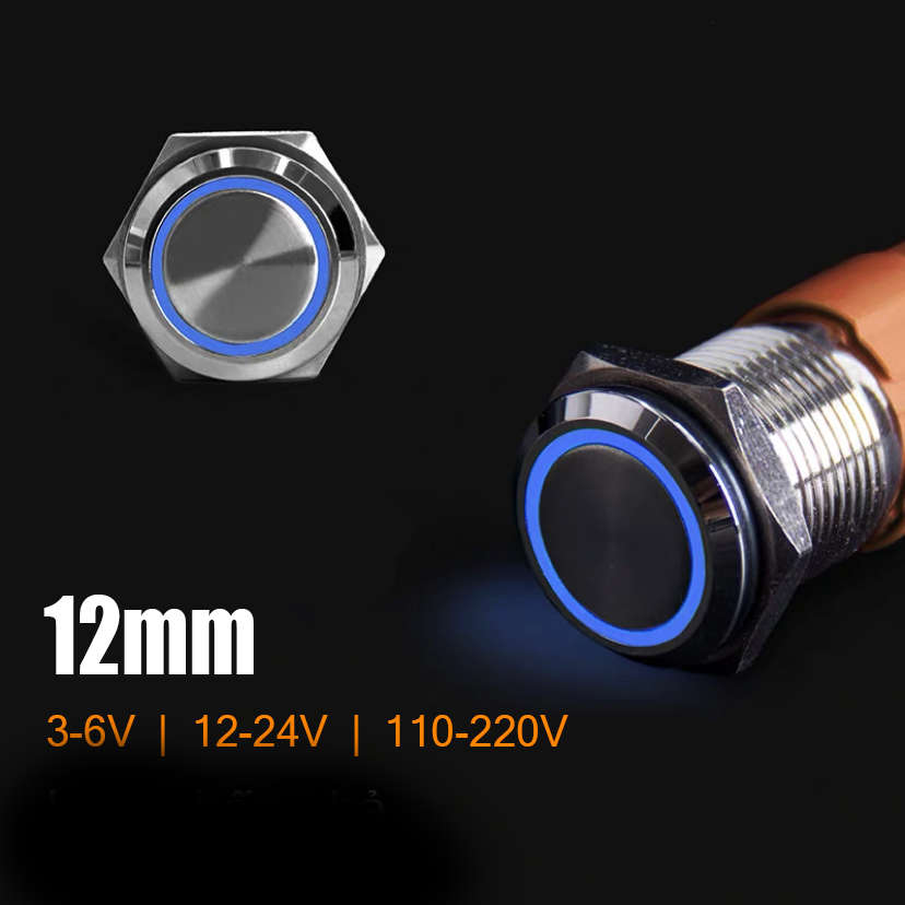 Nút nhấn công tắc tự khóa 12mm Vỏ INOX chống thấm nước