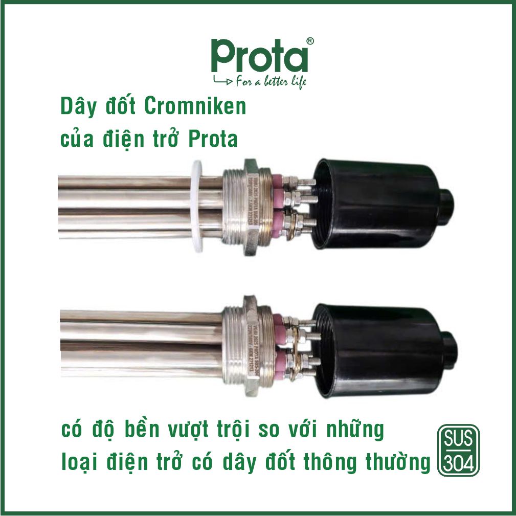 [CHÍNH HÃNG] Thanh điện trở inox 304 Prota – dây cromniken bền bỉ – phù hợp nồi hơi, máy xông, bình nóng