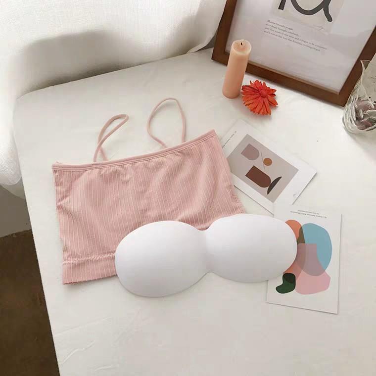 Áo bra 2 dây gân - Áo ngực học sinh dáng croptop