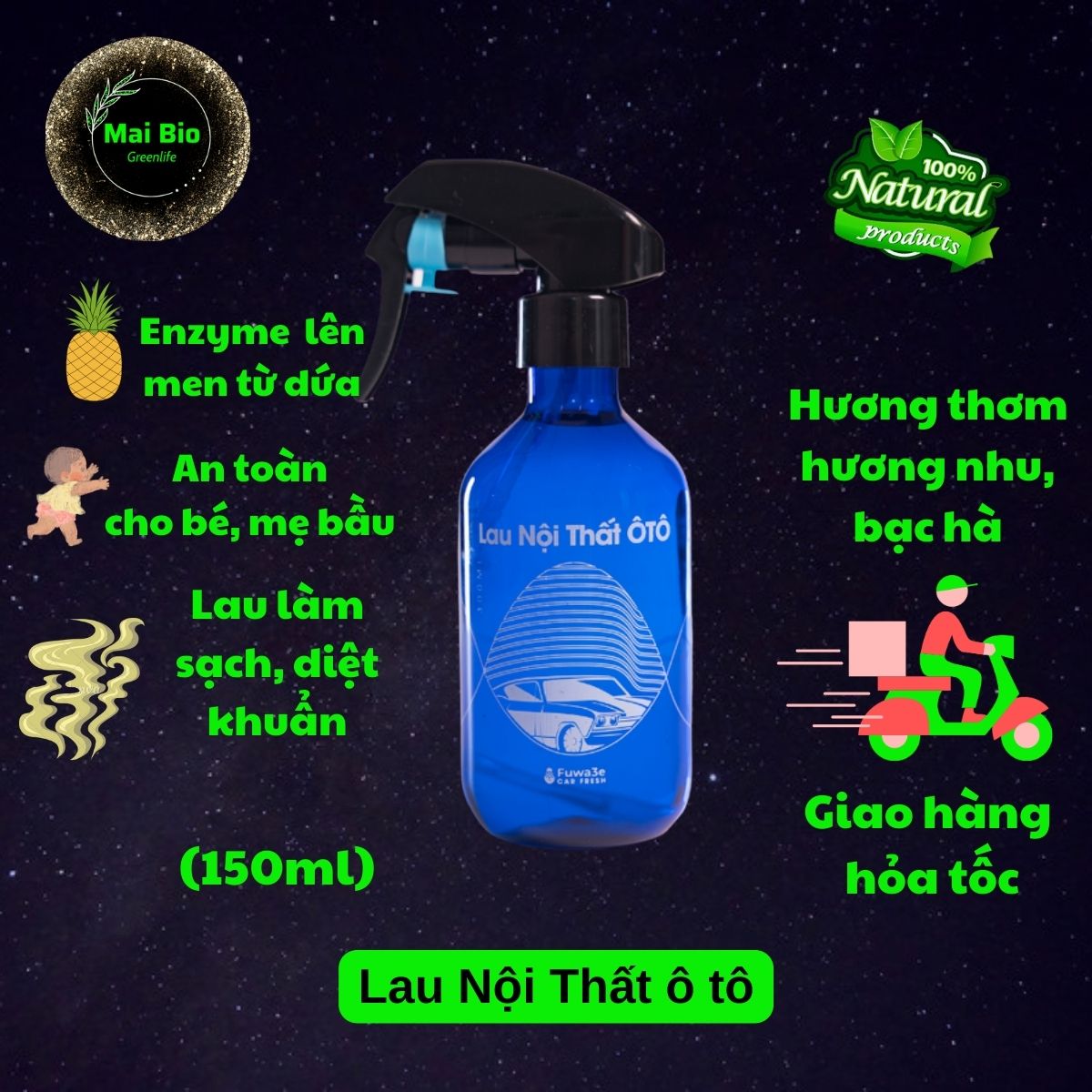 Chai Vệ Sinh Nội Thất Ô Tô Fuwa3e Ghế Da Vải Nỉ Vệ Sinh Sofa Khử Mùi 300ml