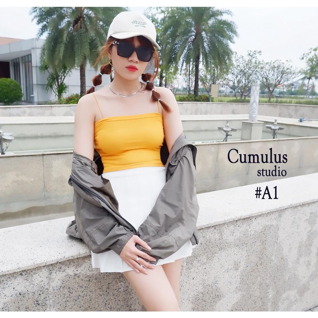 Áo hai dây mảnh croptop Cumulus chất thun gân A01