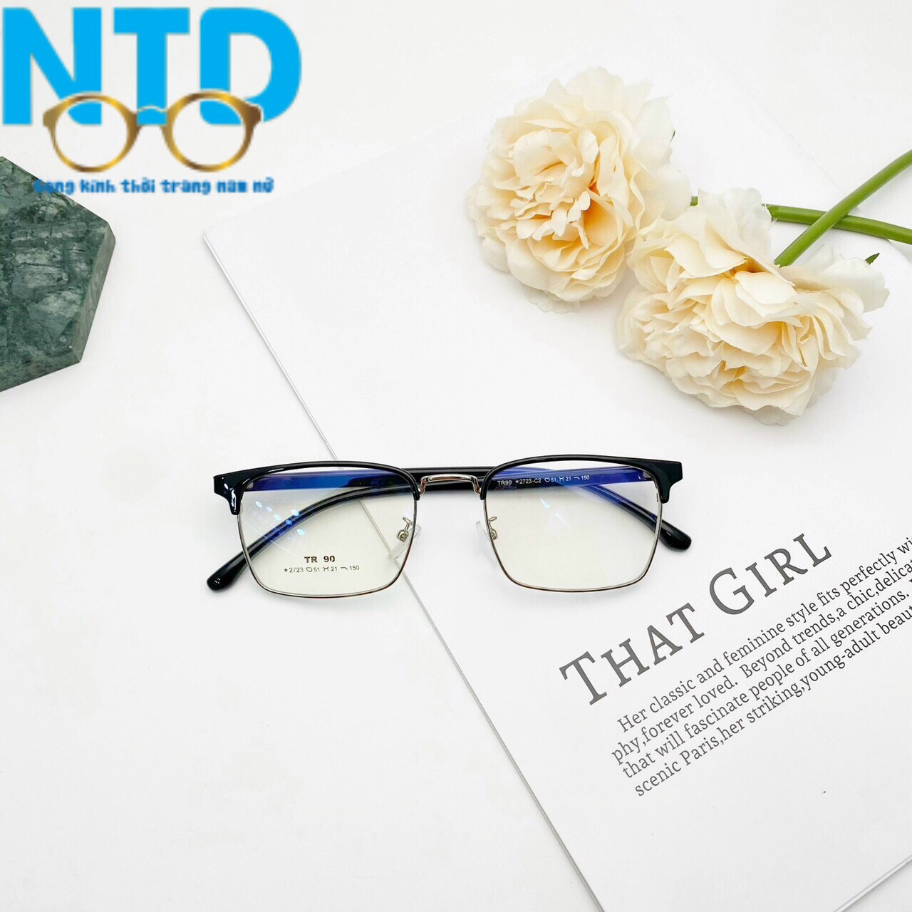 Kính Râm, Kính Mát Nam Nữ Mắt mắt vuông NTD Thanh Mảnh Hàn Quốc