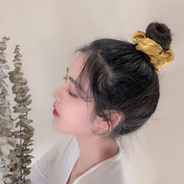 Dây cột tóc buộc tóc Scrunchies vải satin phong cách retro cổ điển cao cấp