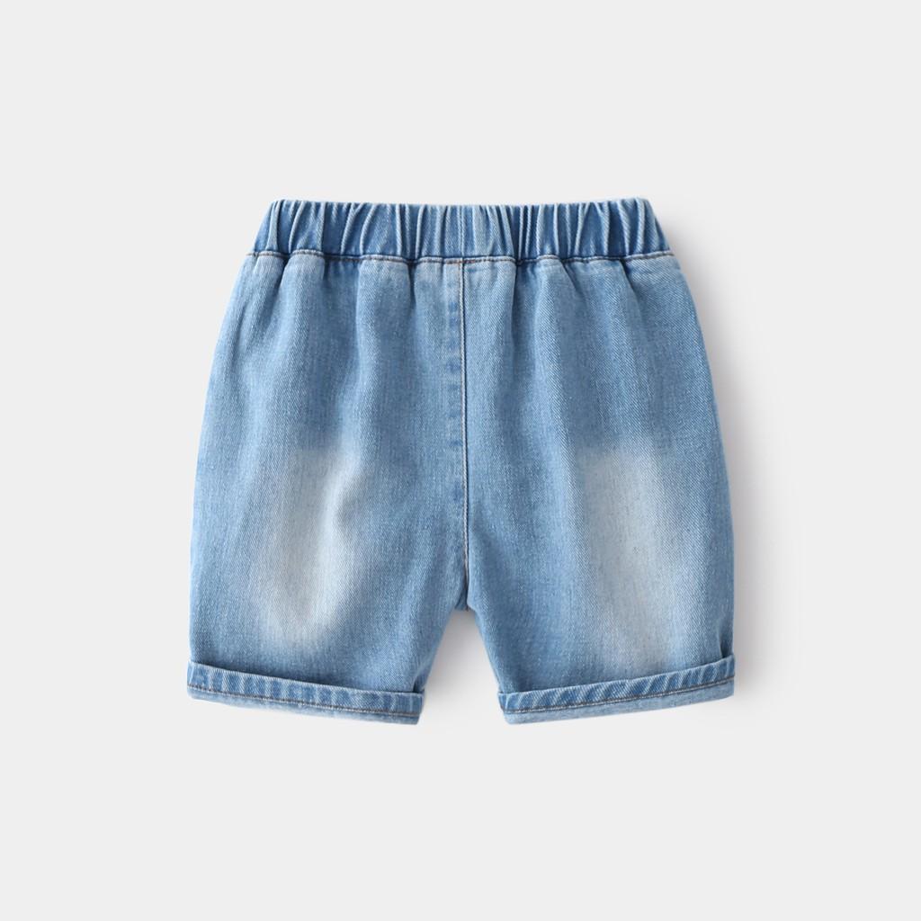 Quần Jeans Cho Bé WELLKIDS Quần Short Cho Bé Họa Tiết Túi Hộp Chất Bò Mềm 032