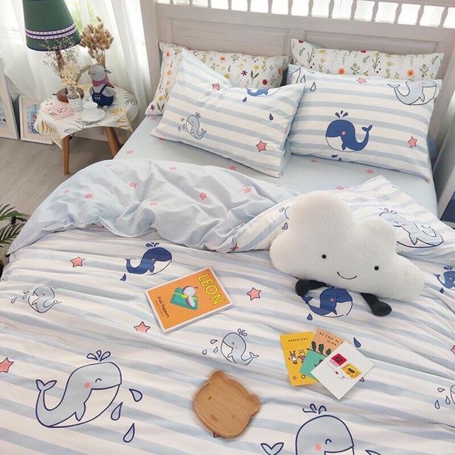 Cotton Korea cá heo xanh sọc - SET 4 MÓN - SỈ SLL