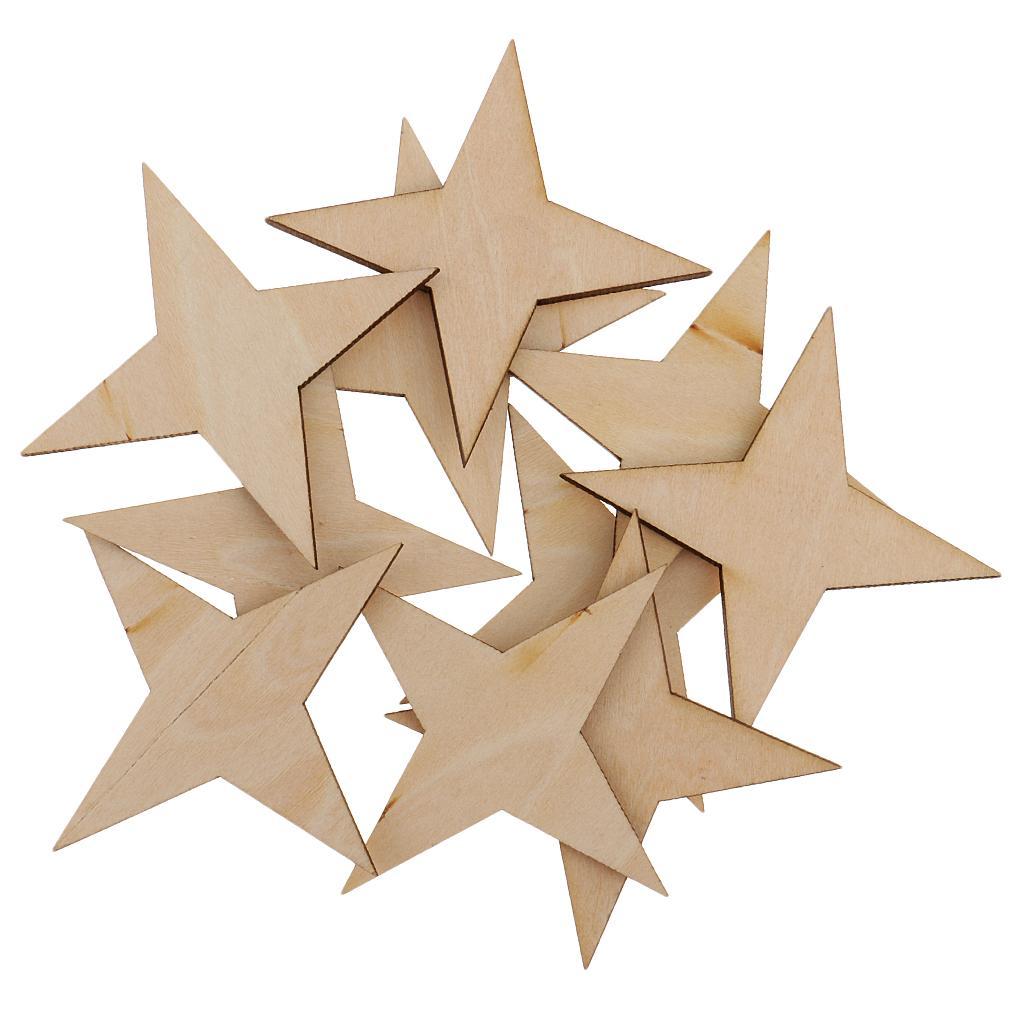 High Quality Blank 4 Point Star Shapes Rustic Wooden Embellishments DIY Wooden Name Card Unfinished Wood Plaque Sign DIY Decoration Wood Art Craft 10/20/30/40/50/60/70/90mm