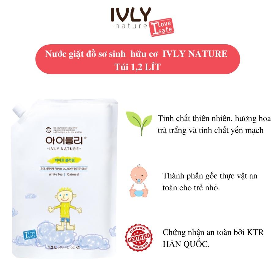 Nước giặt quần áo trẻ sơ sinh Hàn Quốc IVLY NATURE hương hoa trà trắng và tinh chất yến mạch dung tích 1800ml ivly004