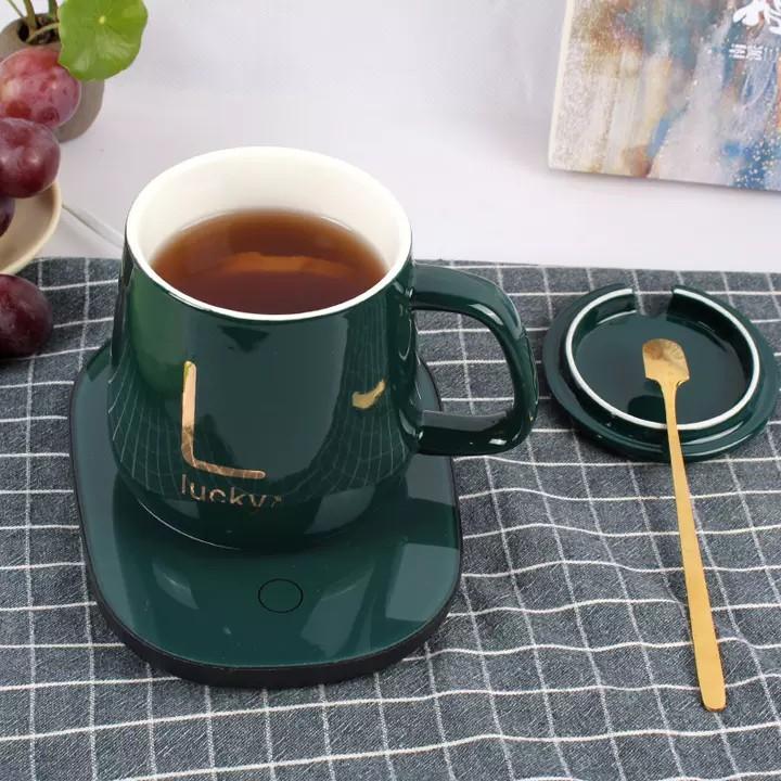 Cốc Hâm Nóng đồ uống kèm đế điện, Bộ ly sứ kèm đế điện hâm nóng trà, cafe, hâm sữa,