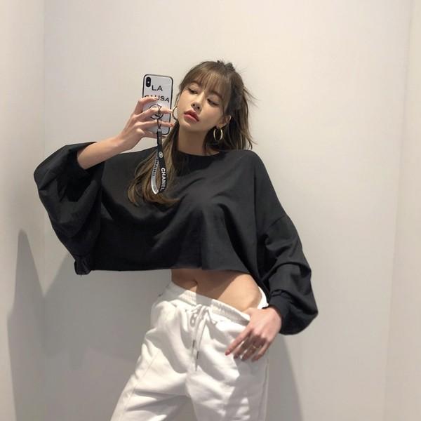 Áo croptop tay phồng nữ