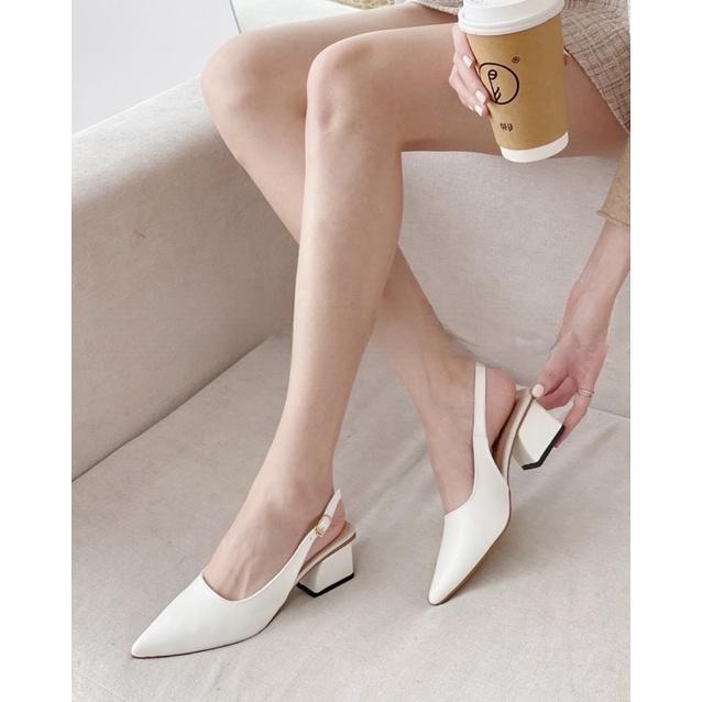 Giày cao gót 3 phân Annmodels kiểu dáng slingback gót vuông thời trang _A0034MIN