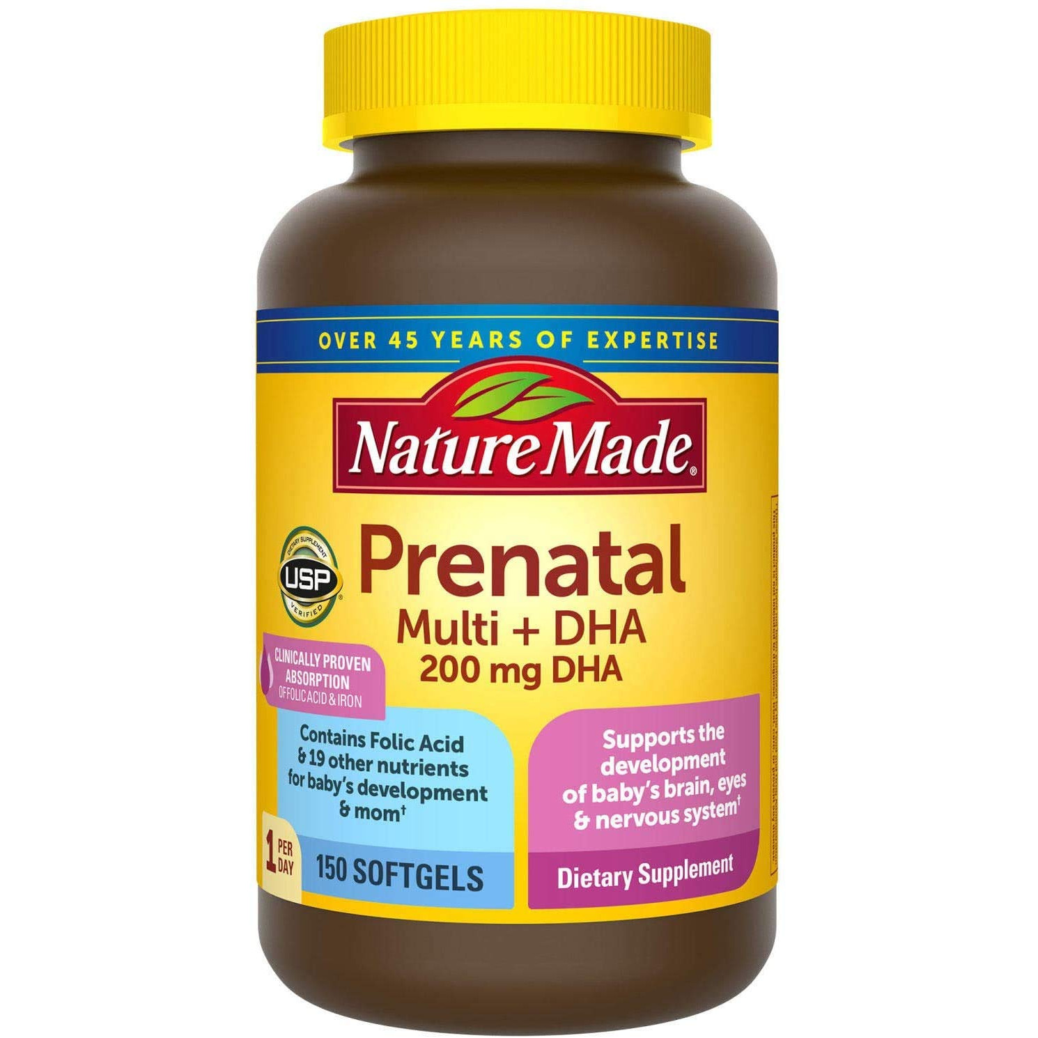Vitamin tổng hợp cho bà bầu Mỹ Prenatal Folic Acid+ DHA Nature Made giúp phát triển não bộ, hệ thần kinh, xương và mắt của bé, hỗ trợ sức khỏe của mẹ - OZ Slim Store