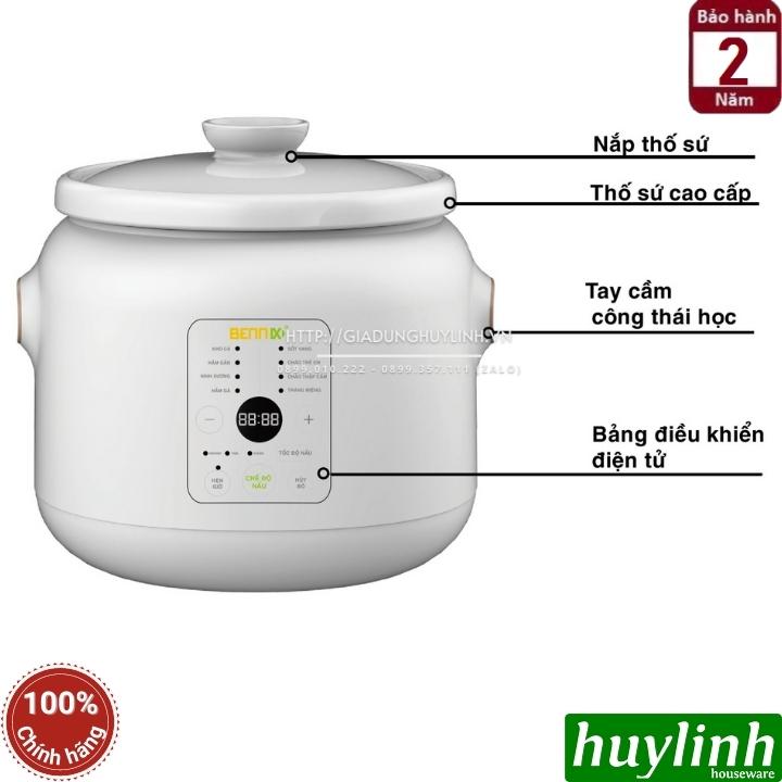 Nồi nấu cháo chậm điện tử Bennix BN-30SLC - Dung tích 3 lít - 8 chức năng - 3 tốc độ nấu - Hàng chính hãng