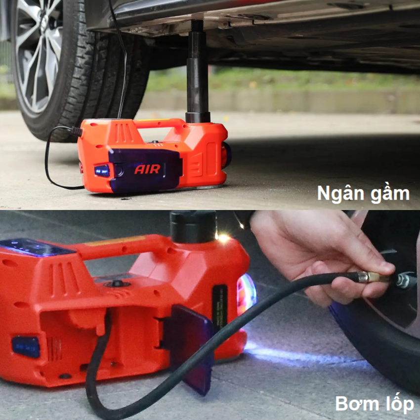 HÀNG CHÍNH HÃNG - Bộ nâng kích gầm điện, kiêm máy bơm lốp tự ngắt 2 trong 1. Thương hiệu Đức ROGTZ cao cấp TY-EHJ03