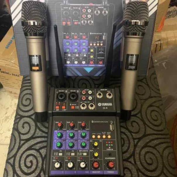 Bộ Mixer Yamaha G4 USB - Mixer Chuyên Karaoke, Livestream, Thu Âm Cao Cấp - Tặng Kèm 2 Micro Không Dây