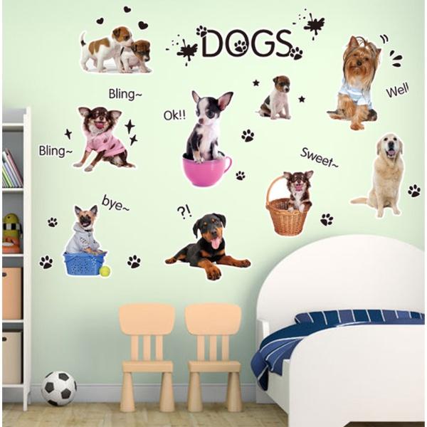 Decal trang trí tường - Những chú chó biết vâng lời