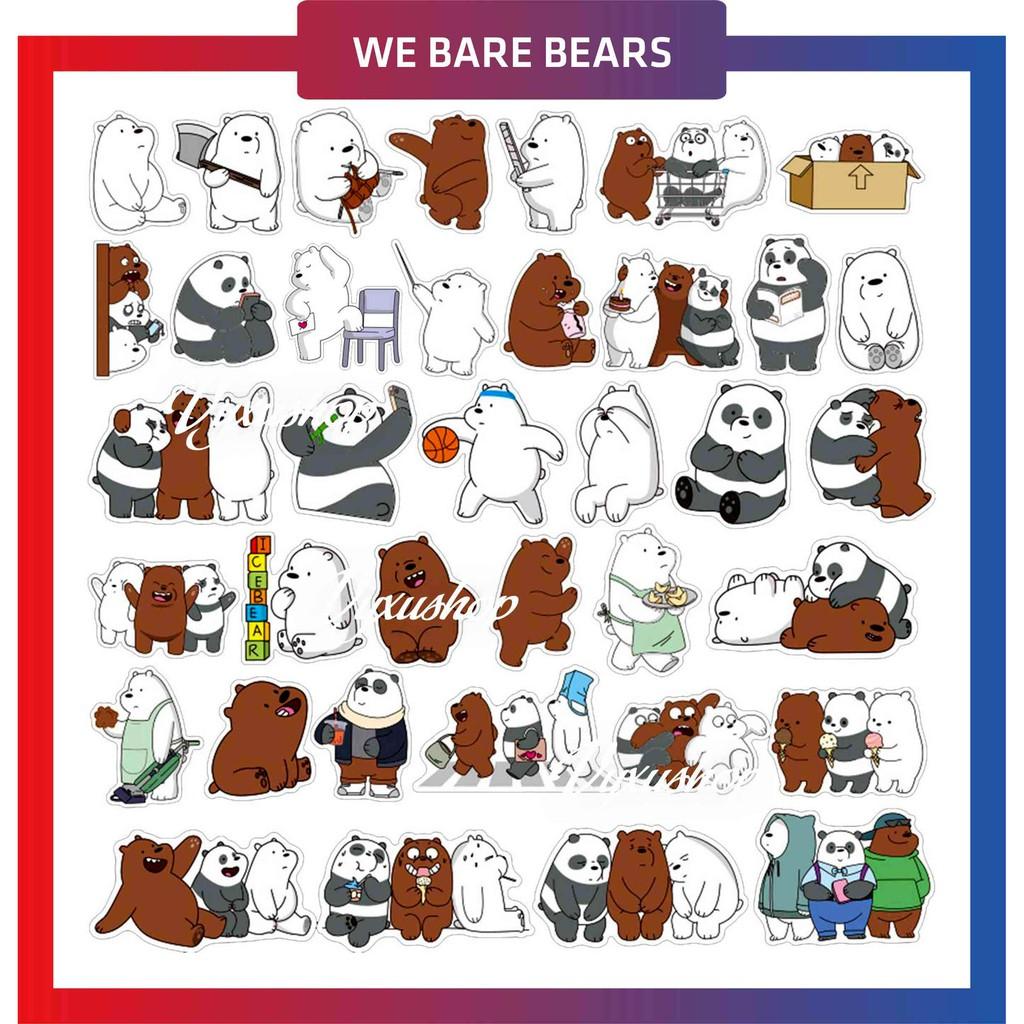 Hot Sticker dán Gấu We Bare Bear kích thước a5 update mẫu mới 2021