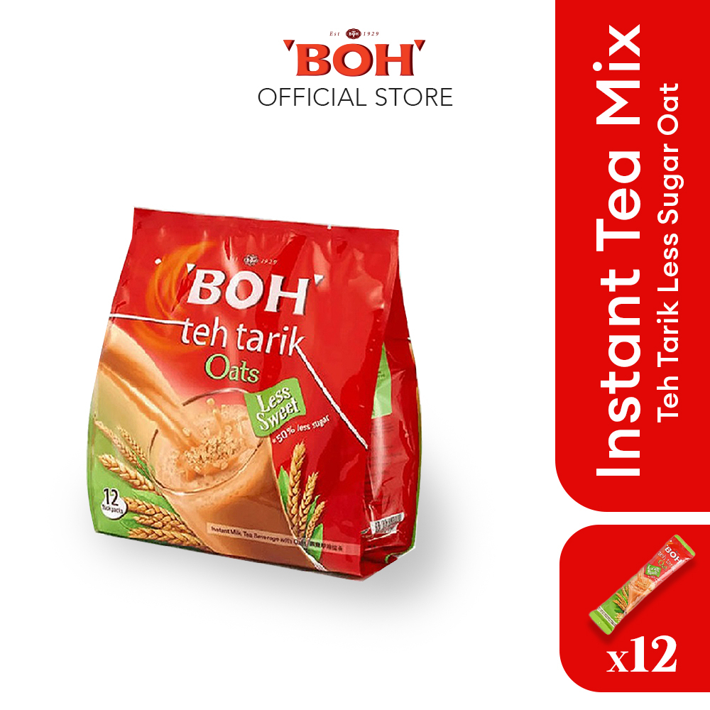 BỘT TRÀ SỮA VỊ YẾN MẠCH TÍ NGỌT HIỆU BOH - BOH TEH TARIK OAT LESS SWEET (12's)