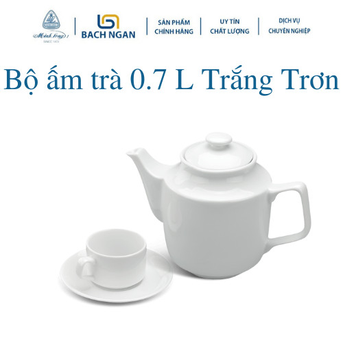 Bộ Ấm Trà Minh Long Jasmine 0.7L Trắng  - Gốm sứ cao cấp Minh Long I