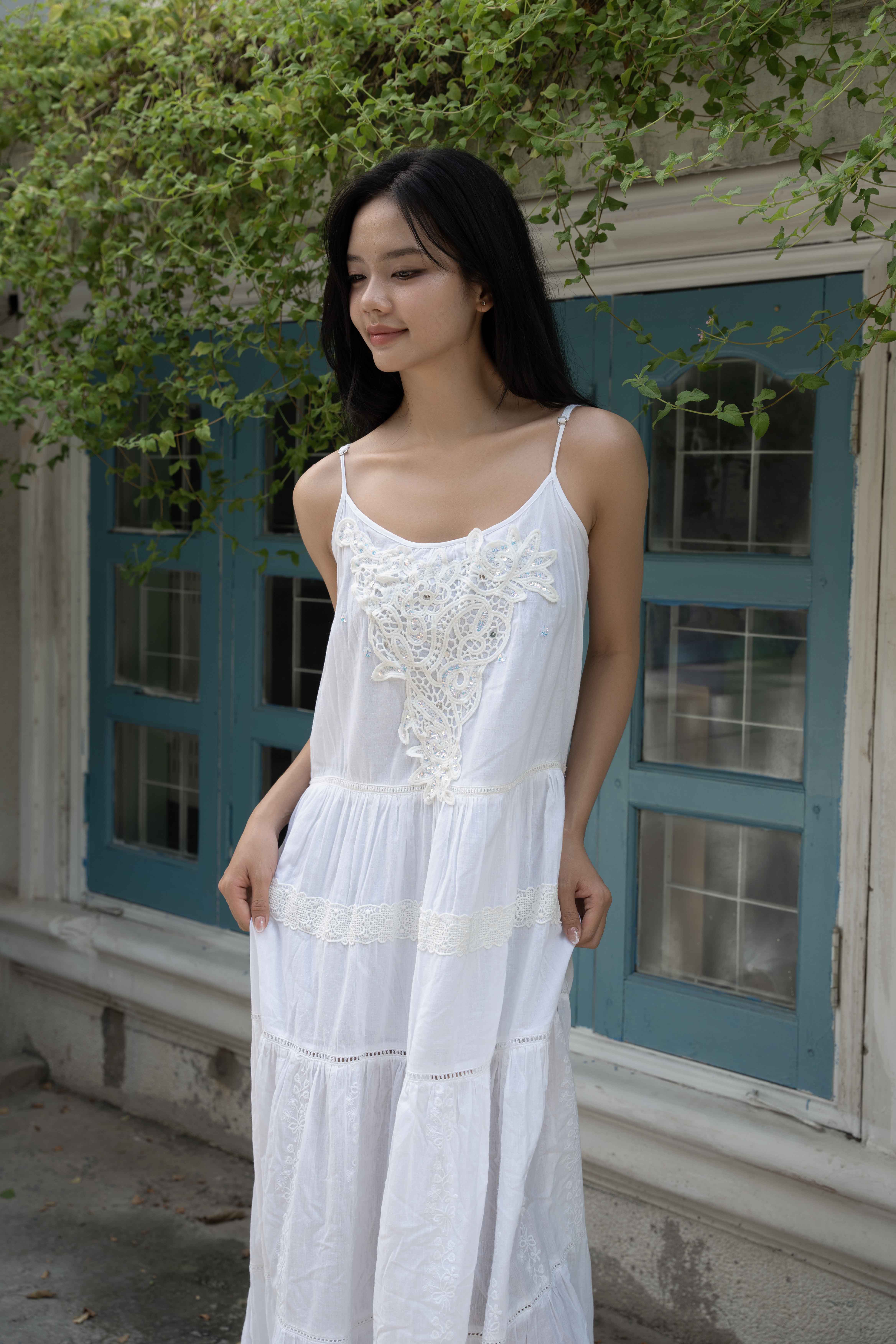 Maxi Trắng Ren Cotton Isla Bonita