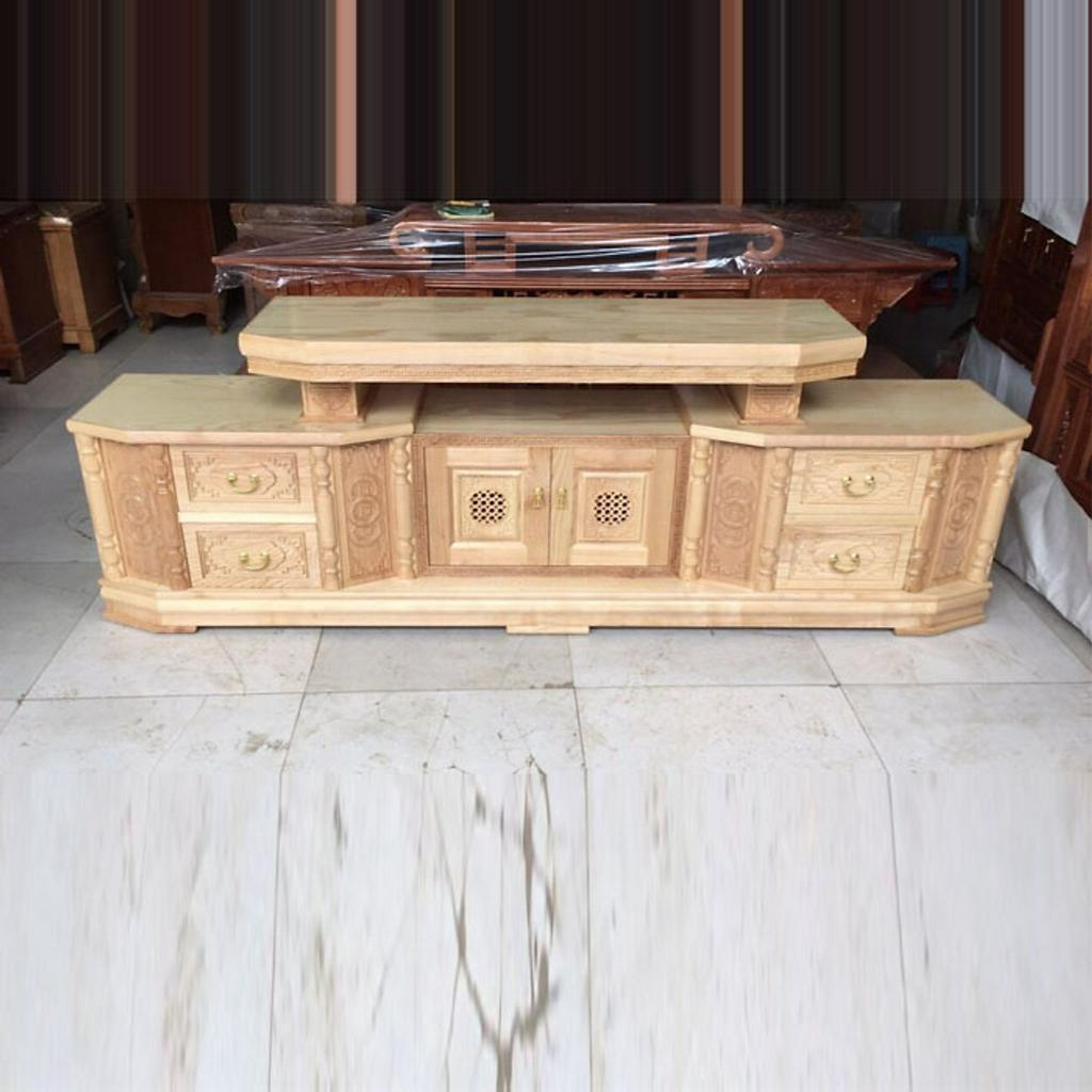 Kệ tivi tân cổ điển gỗ sồi nga hàng chuẩn cao cấp thích thợp cho mọi gia đình