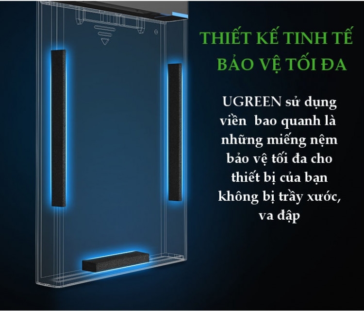 Ugreen 30847 50CM màu Đen Hộp đựng ổ cứng 2.5 chuẩn SATA US221 - Hàng chính hãng