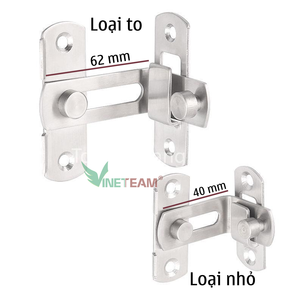 Vinetteam Chốt Khóa Cài Cửa Góc Vuông 90 Độ Bằng Thép Không Gỉ, Then Cửa Dạng Chữ L Có Chốt Cố Định Thanh Gạt Loại To An Toàn, Chắc Chắn - hàng chính hãng